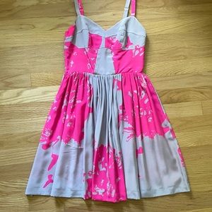 100% Silk pink and gray semi-formal dress